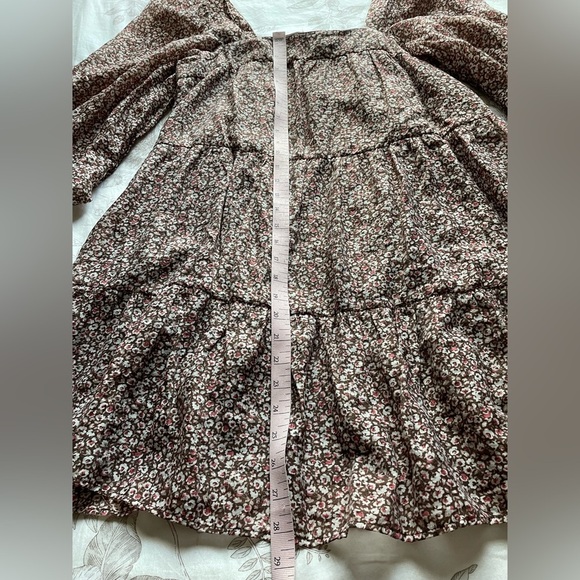 Abercrombie Brown Pink Ditsy Floral Tiered Babydoll Mini Dress Small Coquette - Picture 7 of 7
